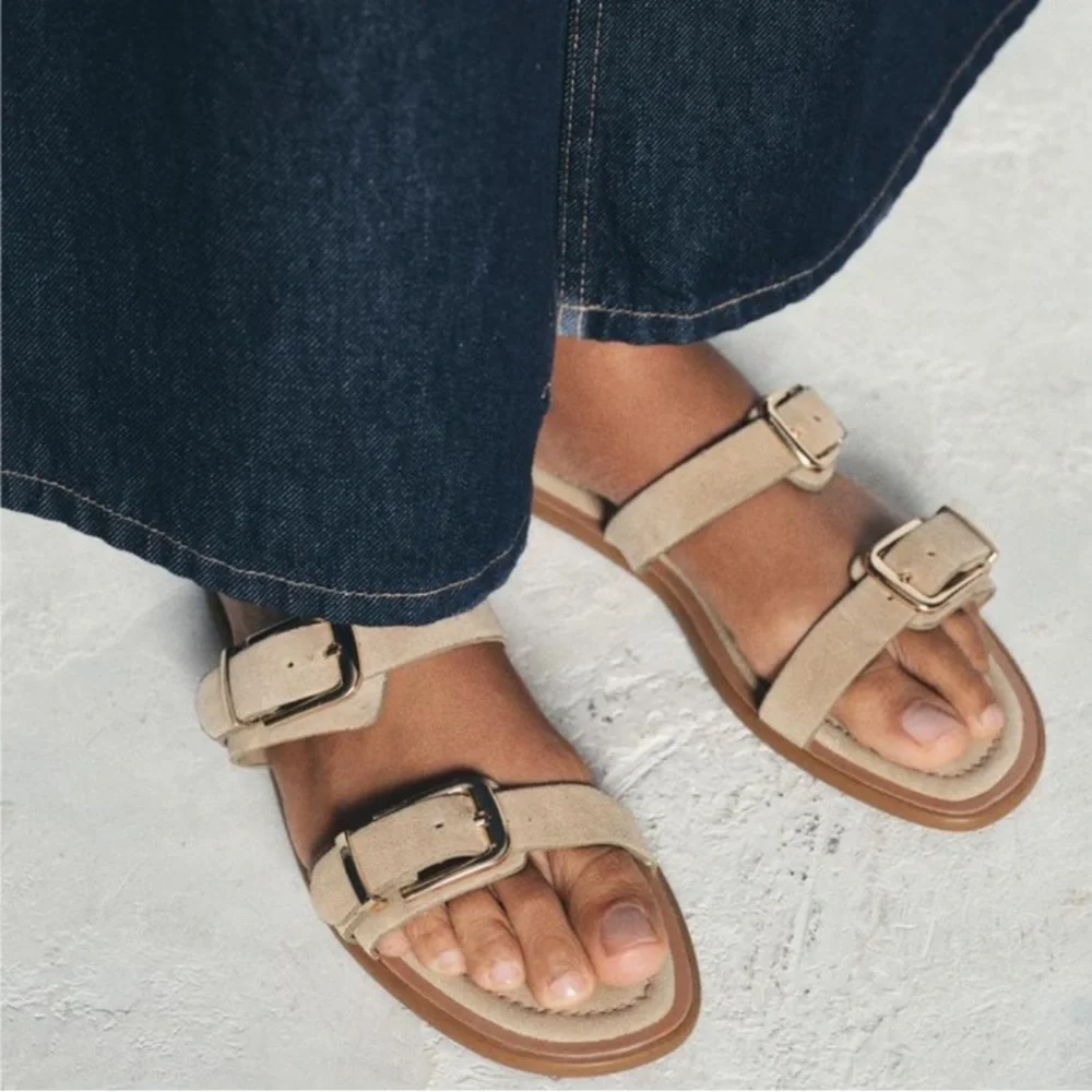 Zara Buckled Suede Sandals 2609/410 - Picture 3 of 4